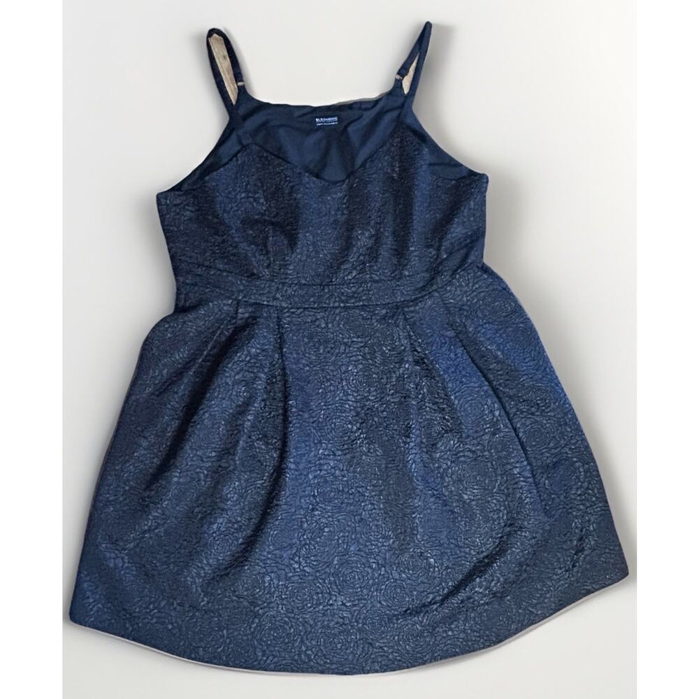 BloomChic Skater Dress Black Textured Rose Sleeveless Pockets Cocktail Sz 22